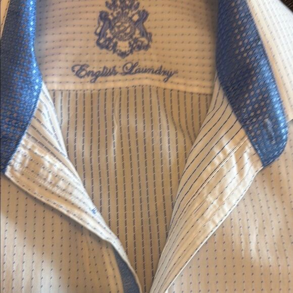 English Laundry Men's Blue and White Dress Shirt size 15 1/2 32/33 - Picture 8 of 11